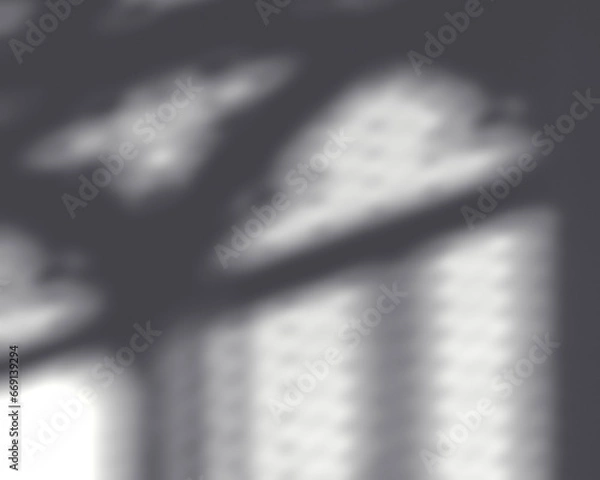 Fototapeta Window sunlight smooth and blurred shadow on indoor wall overlay effect for design works