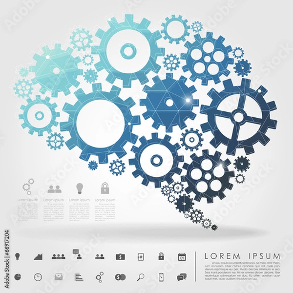 Obraz brain gear polygon with business icon