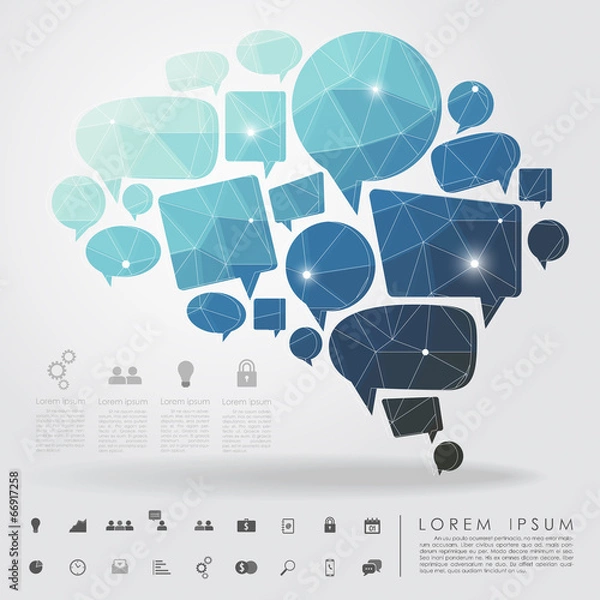 Obraz bubble brain geometry with business icon