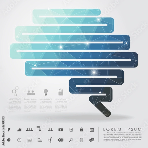 Obraz polygon zigzag line brain with business icon