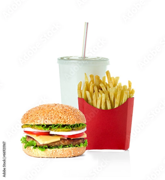 Obraz Fast food na białym tle
