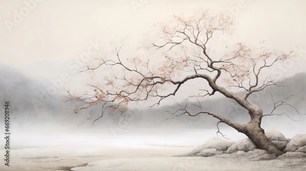 Fototapeta Minimalistic landscape in springtime