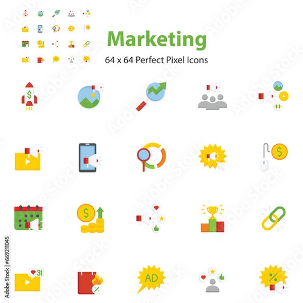 Obraz set of marketing icon, business, advertising