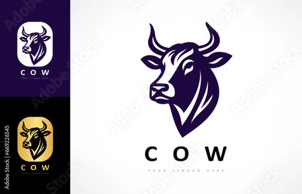 Obraz Cow head logo vector. Animal design.