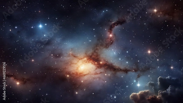 Obraz Galaxies, nebulae, and stars are the wonders of the night sky. They reveal the secrets of the universe and its creation. Generative AI