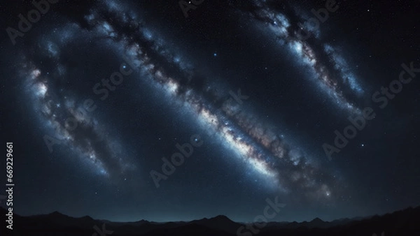 Fototapeta Galaxies, nebulae, and stars are the wonders of the night sky. They reveal the secrets of the universe and its creation. Generative AI