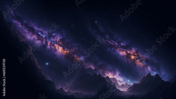 Obraz Galaxies, nebulae, and stars are the wonders of the night sky. They reveal the secrets of the universe and its creation. Generative AI