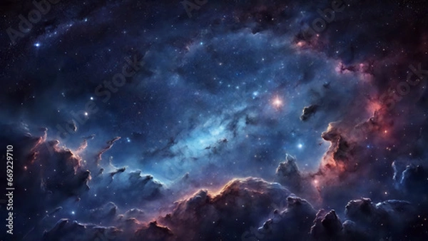 Fototapeta Galaxies, nebulae, and stars are the wonders of the night sky. They reveal the secrets of the universe and its creation. Generative AI