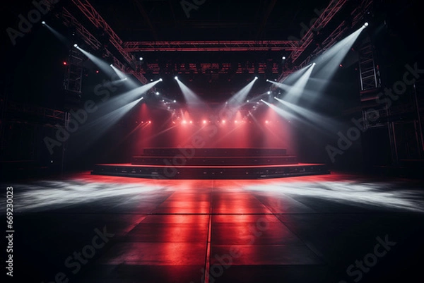Fototapeta Empty Concert Stage - Fog Machine, Light Show, Music Concert, Hip-Hop Concert Stage, Backdrop