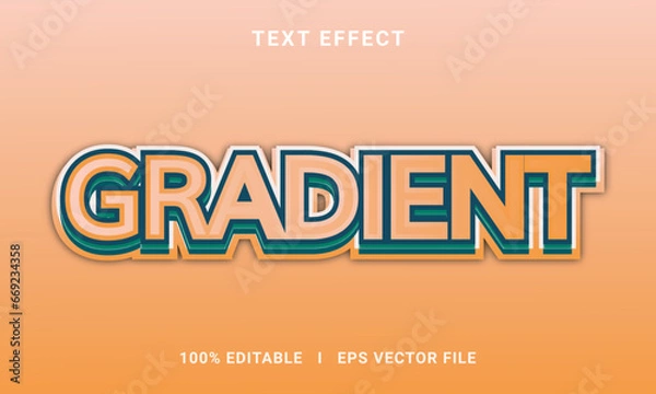 Fototapeta Vector 3d gradient text effect editable premium vector
