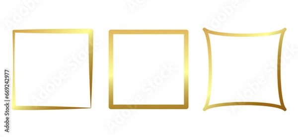 Obraz Set of square gold frames vector