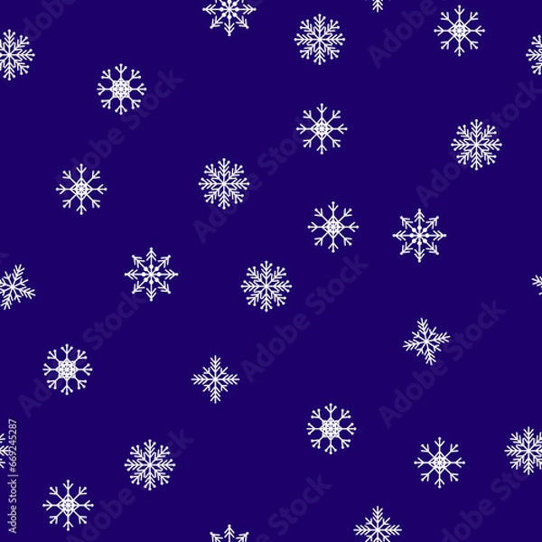 Fototapeta Seamless pattern snowflakes on blue background