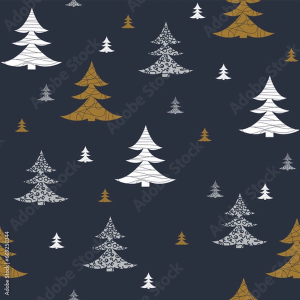 Fototapeta Christmas tree seamless pattern