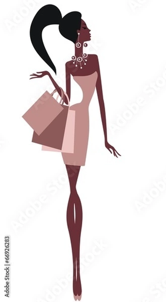 Obraz Силуэт красивой девушки с пакетами