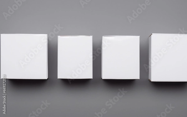 Fototapeta White blank boxes on gray background. Empty Boxes