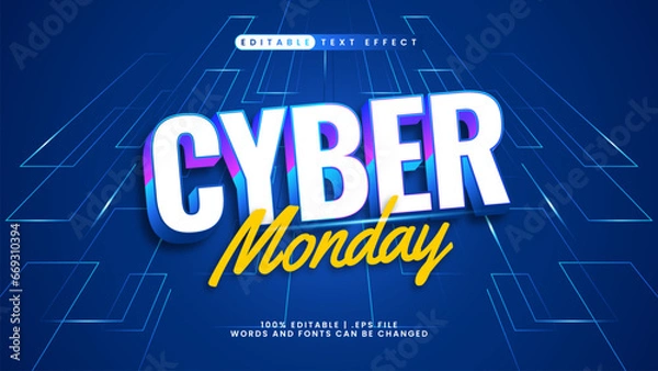Fototapeta 3d text effect cyber monday