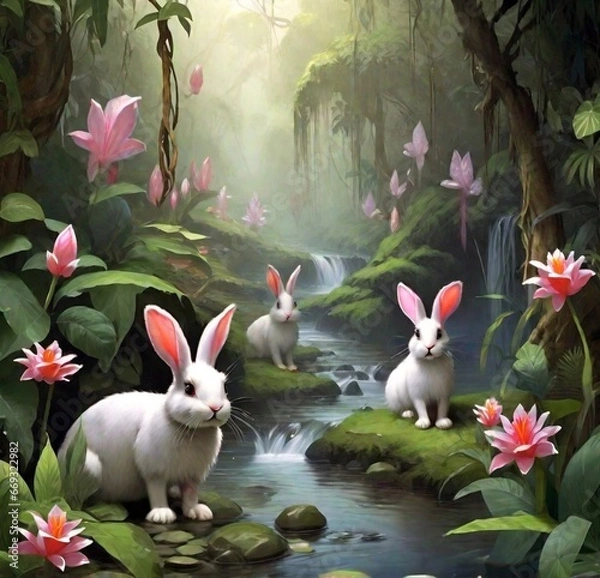 Obraz easter bunny and eggs