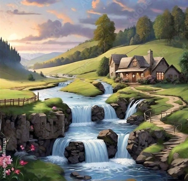 Fototapeta landscape with river