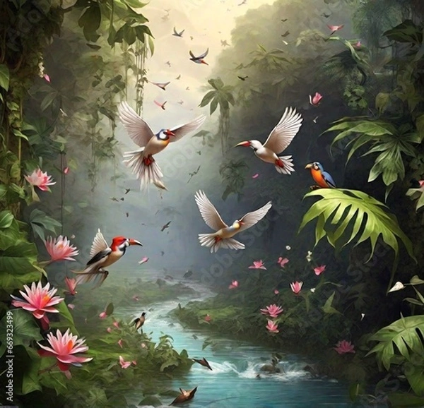 Fototapeta birds flying