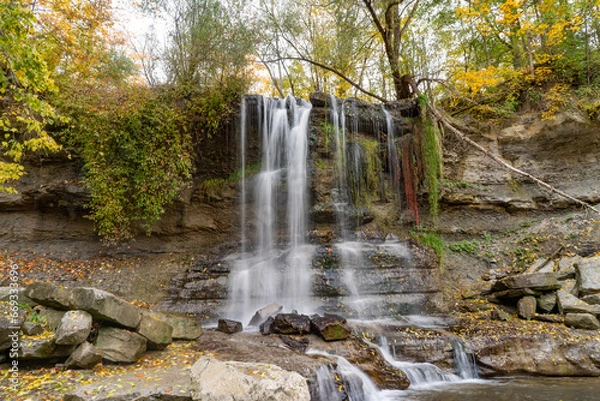 Fototapeta waterfall in autumn forest