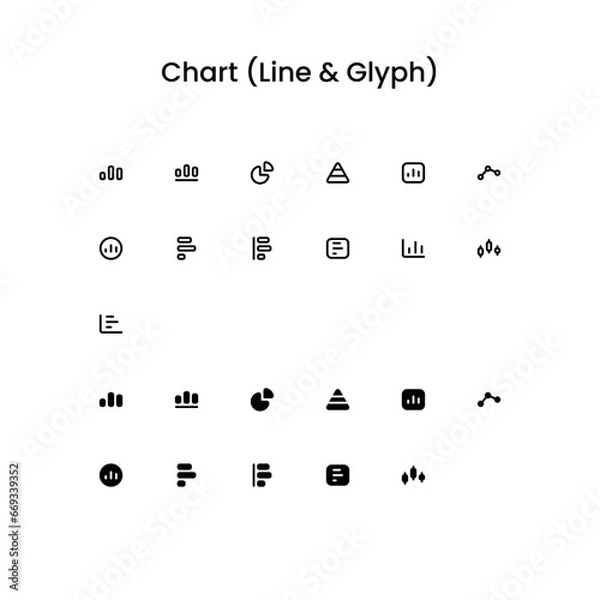 Fototapeta Chart/Graph Outline and Glyph (Solid) Icon Set