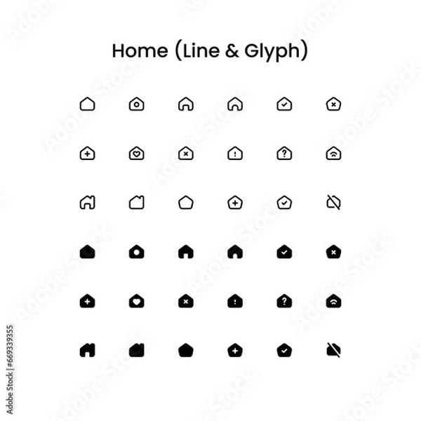 Fototapeta Home Outline and Glyph (Solid) Icon Set