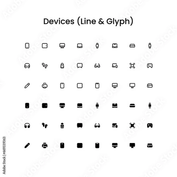 Fototapeta Devices/Gadget Outline and Glyph (Solid) Icon Set