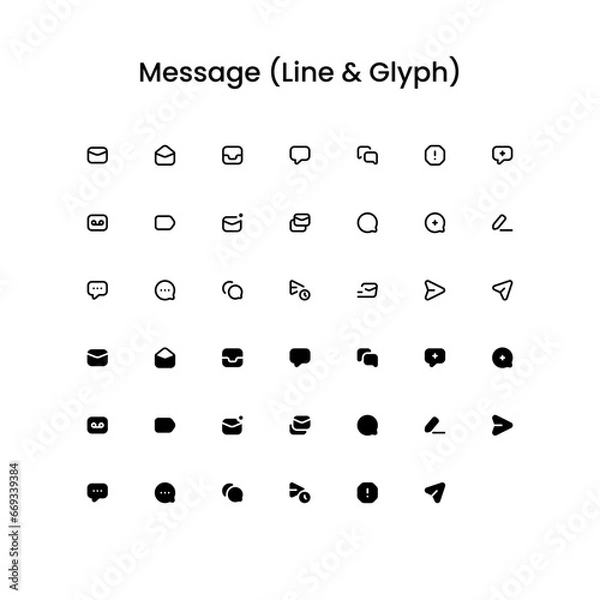 Fototapeta Message/Email Editing Outline and Glyph (Solid) Icon Set