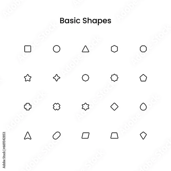 Obraz Basic Shapes Outline Icon Set