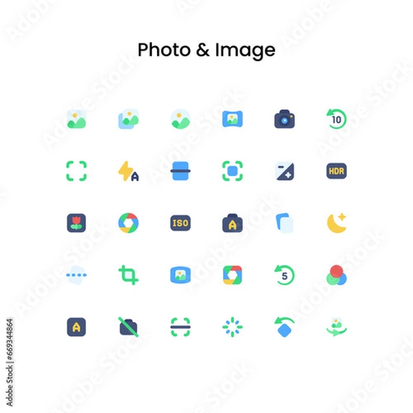 Obraz Photo and Image Flat Icon Set