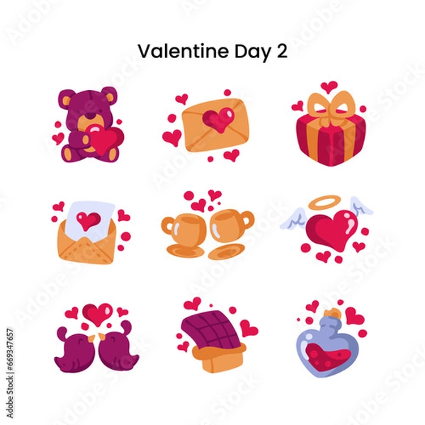 Obraz Valentine Day Flat Icon Set