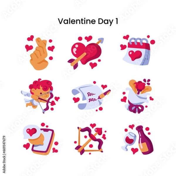 Obraz Valentine Day Flat Icon Set