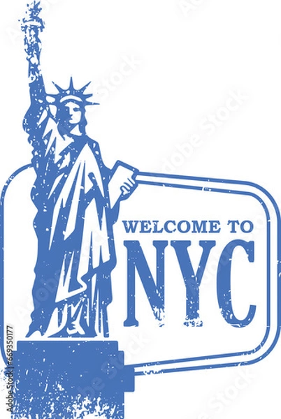 Obraz Digital png illustration of welcome to nyc text and statue of liberty on transparent background