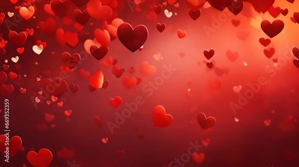 Fototapeta A floating red heart background for Valentine's Day. Generative Ai.