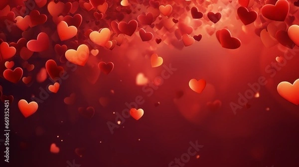 Obraz A floating red heart background for Valentine's Day. Generative Ai.