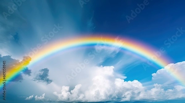 Fototapeta Fantastic Vivid Rainbow Sky view Beautiful sky and clouds with rainbow background