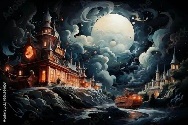 Obraz landscape with castle