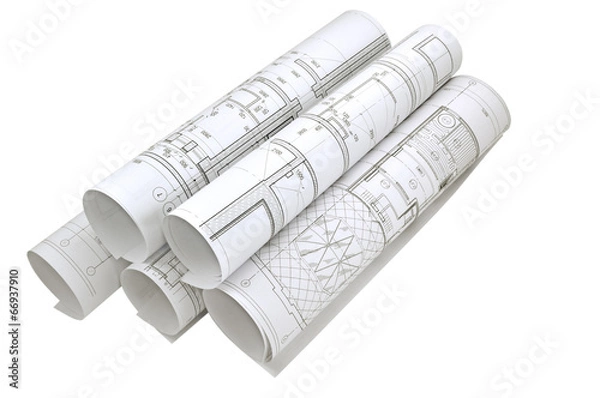 Fototapeta Image of several drawings for the project engineer jobs