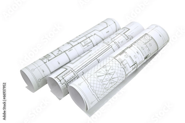 Fototapeta Image of several drawings for the project engineer jobs