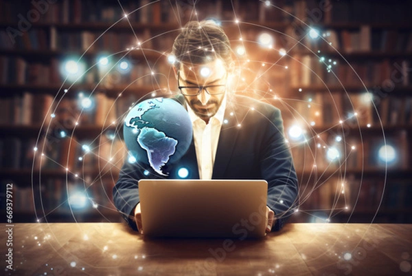 Obraz Human hold global technology