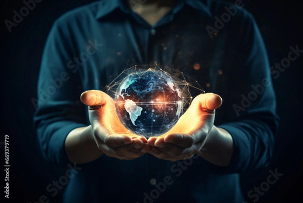 Obraz Human hold global technology