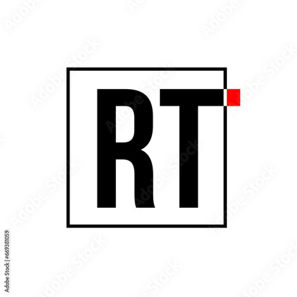 Obraz RT company name icon with initial letters.