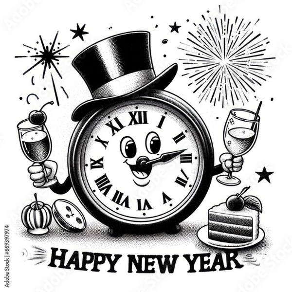 Fototapeta new year clock