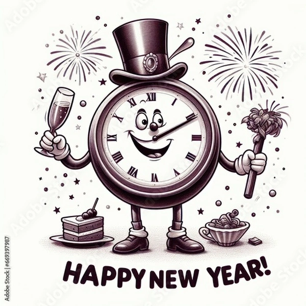 Fototapeta new year clock