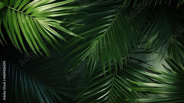 Fototapeta Natural background with palm leaves shadow