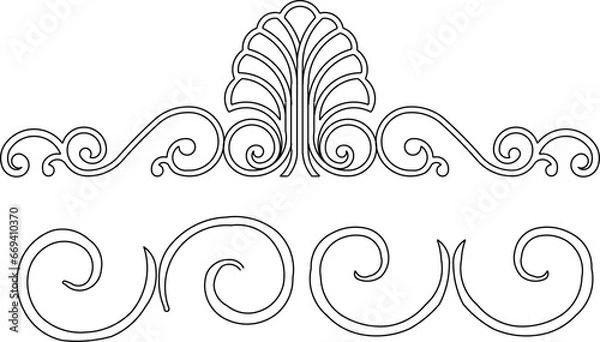 Obraz Vector sketch illustration of classic wrought iron design decoration full of vintage ornaments 