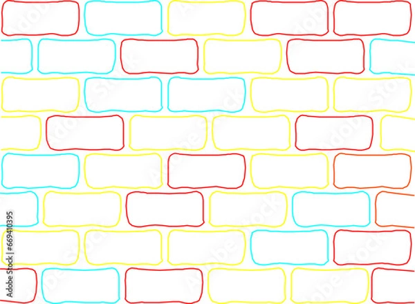 Obraz Vector sketch illustration of colorful abstract deconstructed masonry background pattern