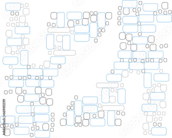 Obraz Vector sketch illustration of deconstructed abstract brick background pattern