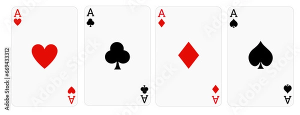 Obraz set of Ace card suit on white background.