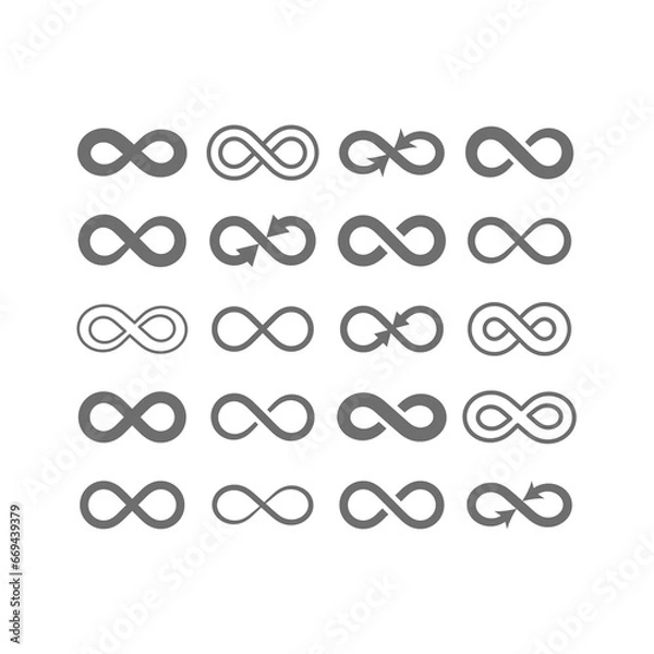 Fototapeta Infinity line and fill vector icons. Simple outline and glyph symbol.